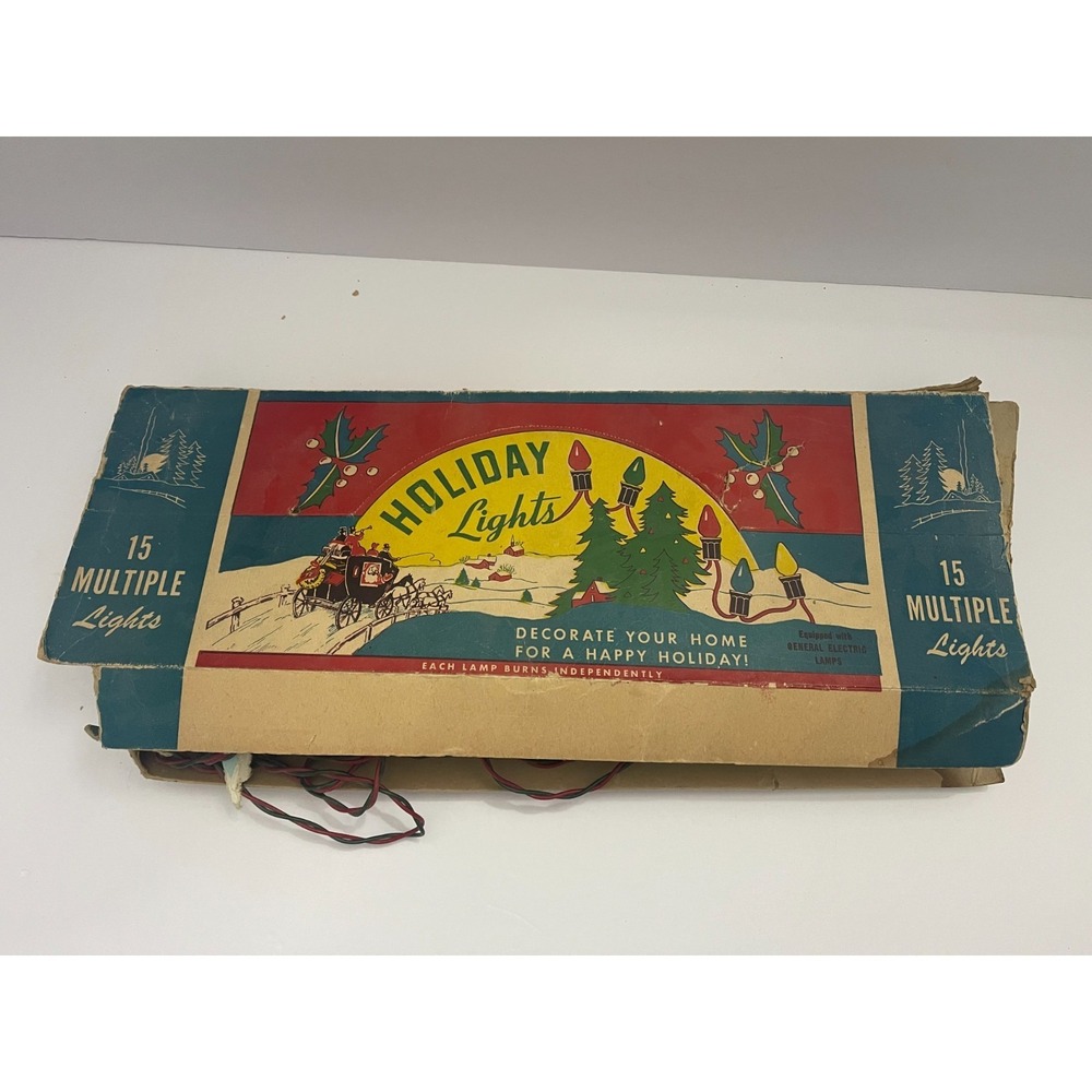 Vintage Holiday Blue Lights 15 Count Christmas Tree Lights